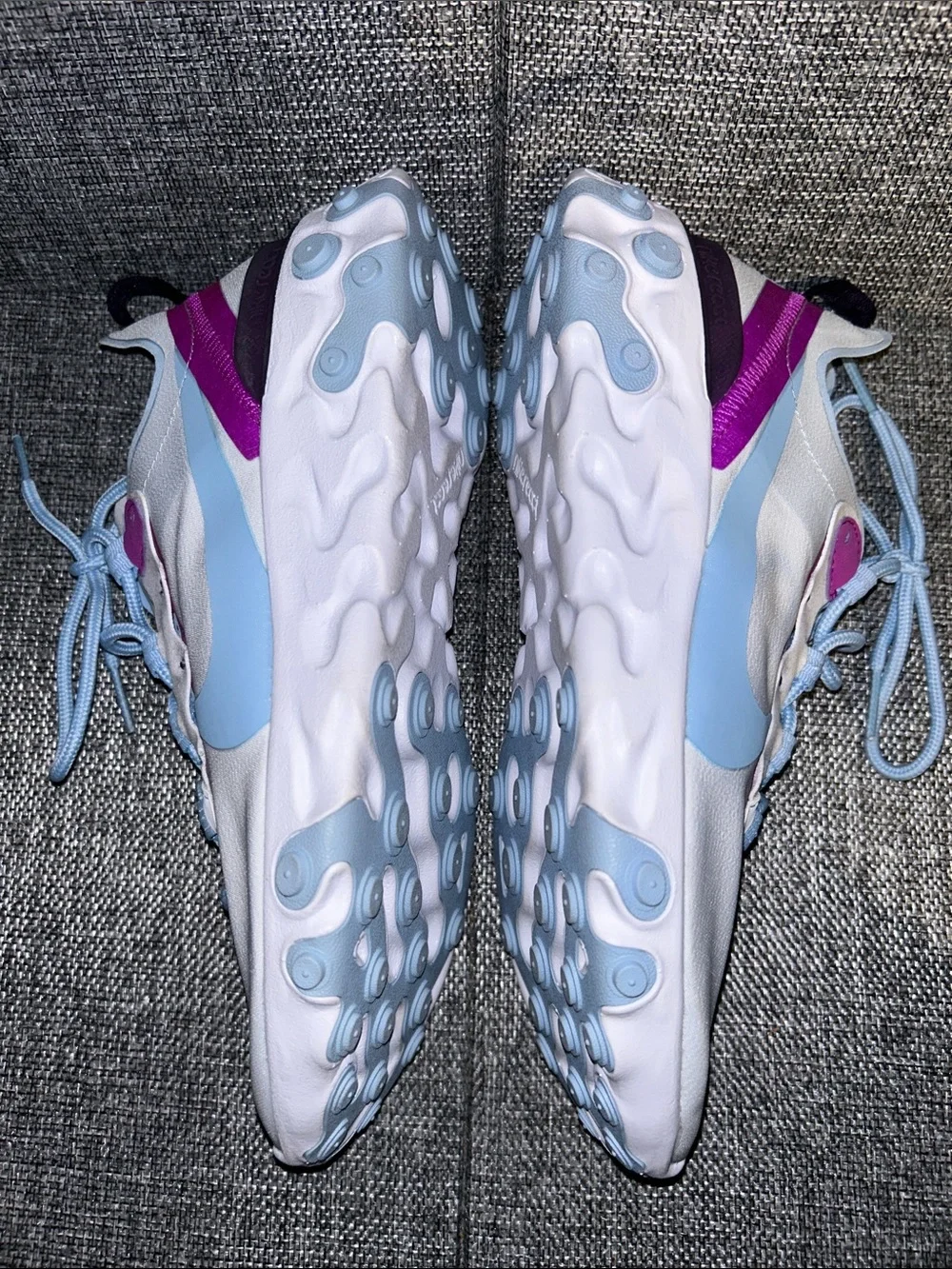 Nike React Element 55 - White Sneakers with Light Blue and Magenta Accents